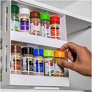 Spice Rack Seasoning Storage Holder, Two 2-Tiered Shelves, Seasoning Spice Jar Rack Rotating Cabinet Shelf Double Kitchen Organizer Swivel Spice Rack For Spice Bottles