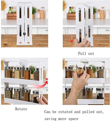 Spice Rack Seasoning Storage Holder, Two 2-Tiered Shelves, Seasoning Spice Jar Rack Rotating Cabinet Shelf Double Kitchen Organizer Swivel Spice Rack For Spice Bottles