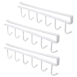achoulei 3pcs mug hooks under cabinet coffee mug cup holder rack, drilling free coffee mug cup hanger organizer for kitchen cabinets storage – fit for 1 inch thickness shelf or less (white)