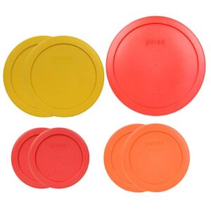 pyrex bundle – 7 items: pyrex (1) 7402-pc 6/7 cup (2) 7201-pc 4-cup plastic lids & (2) 7200-pc 2-cup plastic lids & (2) 7202-pc 1-cup food storage