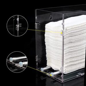 Evron Paper Towel Dispenser Countertop & Wall Mount Clear One-Hand Pull C Fold Z Fold Trifold and Multifold Paper Towel Holder (Simple Snap-on Assemble Before Use)