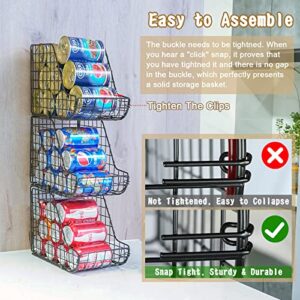 X-cosrack Standing Stackable Can Dispenser Storage Organizer Bins-3 Pack, Metal Wire Basket Beverage Pop Soda Rack Stand Kitchen Pantry Countertop Cabinets,Stacking Canned Food Holder-Patent Pending