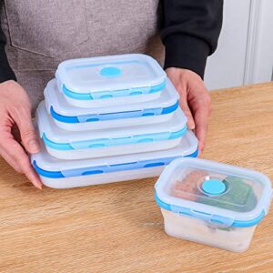 ECOBERI Collapsible Food Storage Containers, Food Grade Silicone, BPA Free, Airtight Snap-Top Lids, Microwave and Dishwasher Safe, Set of 5