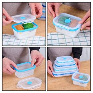 ECOBERI Collapsible Food Storage Containers, Food Grade Silicone, BPA Free, Airtight Snap-Top Lids, Microwave and Dishwasher Safe, Set of 5