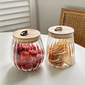 Galazzz 38 Fl oz Airtight Candy Jar with Bamboo Lid,Glass Jar with Lid 1130ml, For Nuts,Cookie(Ovall)