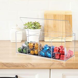 Coffee Pod Holder, Organizer for K Cup, Storage for Coffee Station Counter, Compatible with Nespresso Capsule& Keurig Pods, Coffee Bar Accessories, Acrylic 4 Compartment with Lid - Clear