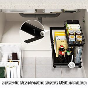 AOSITE Under Sink Organizers Bathroom Organizer and Storage 2 Tier Under Sink Storage Pull Out Cabinet Organizer Under Kitchen Sink Organizer Sliding Under Sink Shelf Cabinet Pull Out Shelves