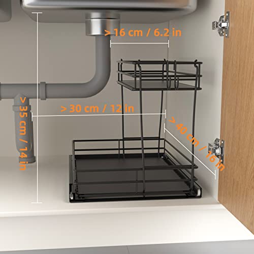 AOSITE Under Sink Organizers Bathroom Organizer and Storage 2 Tier Under Sink Storage Pull Out Cabinet Organizer Under Kitchen Sink Organizer Sliding Under Sink Shelf Cabinet Pull Out Shelves