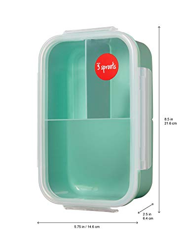 3 Sprouts Lunch Bento Box – Leakproof 3 Compartment Lunchbox Container for Kids , 8.5x5.75x2.5 Inch (Pack of 1)