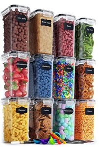 airtight food storage containers with lids for kitchen & pantry organization – set of 12/2l each – kitchen must haves for flour, sugar & dry food storage – bpa free plastic canisters with accessories