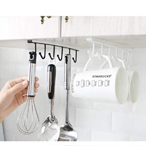 Alliebe 3 Pack Mug Cups Wine Glasses Storage Hooks Kitchen Utensil Ties Belts and Scarf Hanging Hook Rack Holder Under Cabinet Closet Without Drilling (Black)