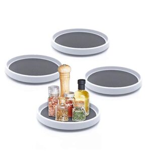 COMELYJEWEL 4pcs/pack Inner 9-inch Lazy Susan Kitchen Pantry Spice Rack Fridge Holder White Grey Non Skid Turntable Cans Cabinet Under Sink Organizer