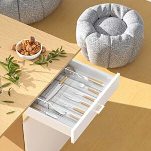 NIUBEE Expandable Kitchen Drawer Organizer for Flatware and Utensils,Clear Acrylic Adjustable Silverware Tray for Drawer,Office,Bathroom Supplies-9 Compartments