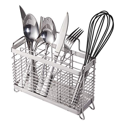 Kesol Utensil Holder Utensil Drying Rack Basket Holder with 3 Divided Compartments, Sturdy 304 Stainless Steel Rust Proof