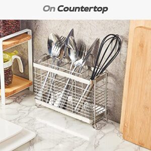 Kesol Utensil Holder Utensil Drying Rack Basket Holder with 3 Divided Compartments, Sturdy 304 Stainless Steel Rust Proof