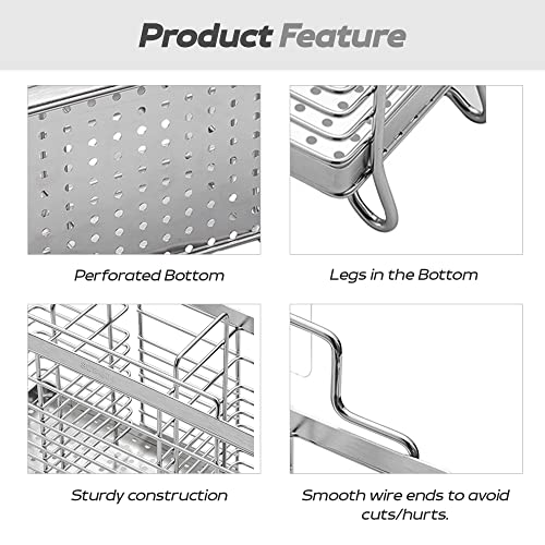 Kesol Utensil Holder Utensil Drying Rack Basket Holder with 3 Divided Compartments, Sturdy 304 Stainless Steel Rust Proof