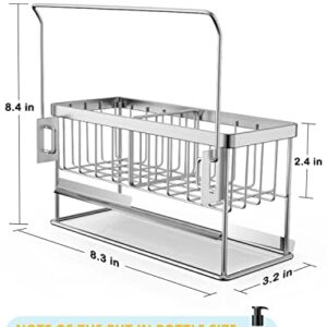 VOGWOLTH Sponge Holder for Kitchen Sink, Sink Caddy Kitchen Sponge Holder for Dish Rags Brush Soap Scrubber, Stainless Steel 304 Counter Organizer with Auto Drain Tray