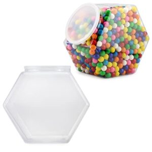 cornucopia gallon plastic container candy jars (2-pack); hexagon shaped countertop display containers; cookie and snack storage