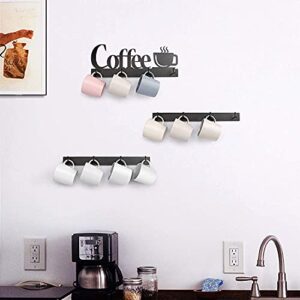 HULISEN Coffee Mug Wall Rack, Coffee Cup Holder Wall Mounted with 12 Heavy Duty Hooks and Metal Coffee Sign, Rustproof Tea Cup Hanger Display Decor for Coffee Bar, Kitchen, Office