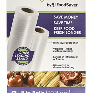 Seal-a-Meal 8" x 20' Vacuum Seal Rolls for Seal-a-Meal and FoodSaver, 2 Pack