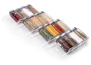 clear acrylic spice drawer organizer, 4 tier- 1 set seasoning jars drawers insert, kitchen spice rack tray for drawer/countertop (jars not included)