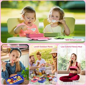 DaCool Lunch Box Kids Bento Box 7.5 Cups with 4-Compartment Leakproof BPA Free Toddler Girls Lunch Containers with Fork Spoon for Meal Snack On-the-Go School Picnic, Microwave Dishwasher Safe, Pink