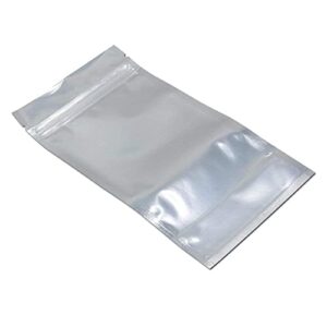 100 Pieces Stand Up Clear Front Zipper Lock Resealable Aluminum Mylar Foil Plastic Packaging Bag for Zip Heat Seal Package Lock with Tear Notch Long Term Food Storage 3.5x5.5 inch