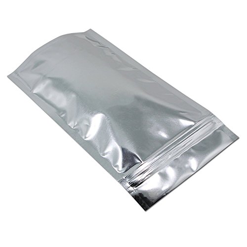 100 Pieces Stand Up Clear Front Zipper Lock Resealable Aluminum Mylar Foil Plastic Packaging Bag for Zip Heat Seal Package Lock with Tear Notch Long Term Food Storage 3.5x5.5 inch