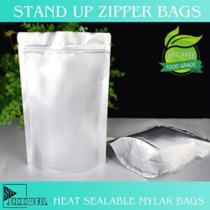 50pcs 1 Gallon Mylar Bags for Food Storage, 10 Mil 10"x14" Stand-Up Zipper Pouches Resealable and Heat Sealable Bags for Long Term Food Storage(10"x14", Extra Thick)