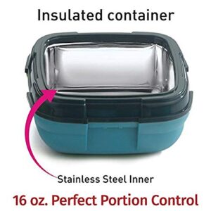 Lunch Box ~ Pinnacle Insulated Leak Proof Lunch Box for Adults and Kids - Thermal Lunch Container With NEW Heat Release Valve, 16 oz (Blue)