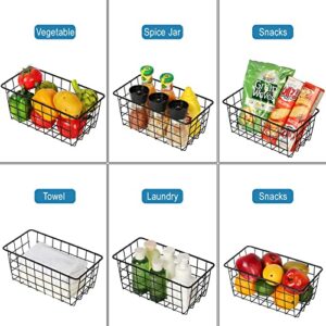 5 Pack Wire Storage Baskets, Hanging Wall Basket Premium Metal Storage Bin Organizer Basket for Home Office Kitchen Pantry Bathroom Countertop