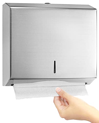 Alpine Industries C-Fold/Multifold Paper Towel Dispenser - Brushed Stainless Steel (290 C Folds/ 380 Multi-Fold)