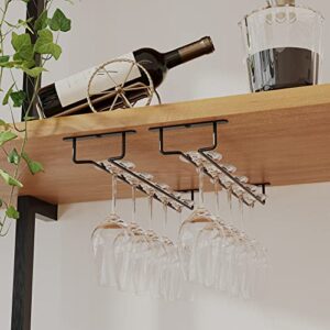 Wallniture Brix Wine Glass Holder Under Cabinet Kitchen Organization and Storage for Kitchen Decor, Black Iron 17 Inch Set of 2