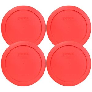 Pyrex 7201-PC Round Red 6.5" 4 Cup Lid for Glass Bowl 4 Pack