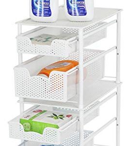 Simple Houseware Stackable 2 Tier Sliding Basket Organizer Drawer, White