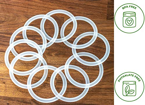 Platinum Silicone Sealing Rings Gaskets for Leak Proof Mason Jar Lids (10 Pack, Wide Mouth)