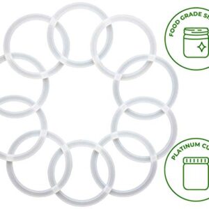 Platinum Silicone Sealing Rings Gaskets for Leak Proof Mason Jar Lids (10 Pack, Wide Mouth)