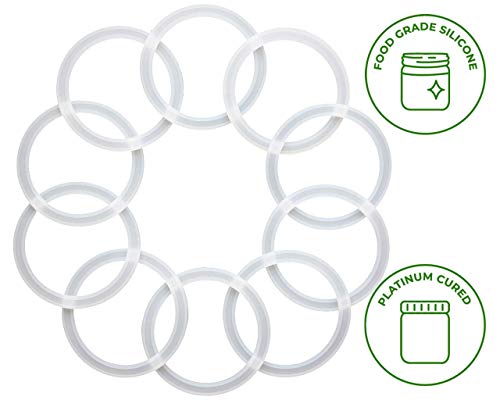 Platinum Silicone Sealing Rings Gaskets for Leak Proof Mason Jar Lids (10 Pack, Wide Mouth)