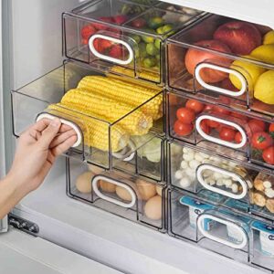UNIKON 1 PC Refrigerator Organizer Bin, Fridge Organizer And Storage Clear, Stackable Fridge Organizer Drawer - BPA Free Plastic Storage Drawer, 13.40”x8.65”x4.40”