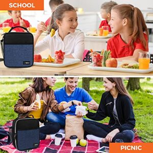 OPUX Premium Insulated Lunch Box | Soft Leakproof School Lunch Bag for Kids, Boys, Girls | Thermal Reusable Work Lunch Pail Cooler for Adult Men, Women, Office Fits 6 Cans (Heather Navy)