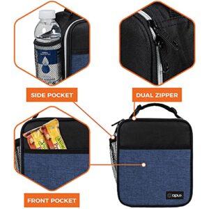 OPUX Premium Insulated Lunch Box | Soft Leakproof School Lunch Bag for Kids, Boys, Girls | Thermal Reusable Work Lunch Pail Cooler for Adult Men, Women, Office Fits 6 Cans (Heather Navy)