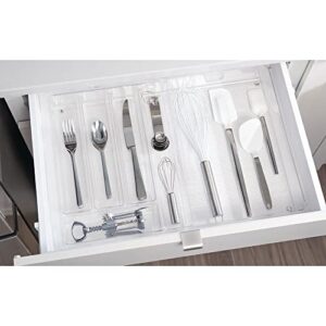 iDesign Linus Expandable Kitchen Drawer Organizer for Silverware, Spatulas, Gadgets - Clear