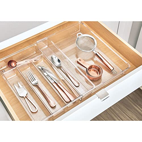 iDesign Linus Expandable Kitchen Drawer Organizer for Silverware, Spatulas, Gadgets - Clear