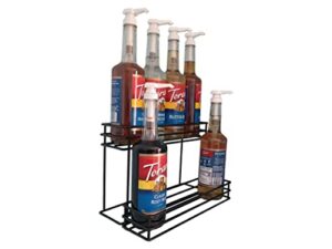 8 bottle capacity syrup rack- coffee syrup holder orgnizer- coffee syrup stand shelf for coffee bar – countertop freestanding tabletop liquor wine rack- syrup stand display for dressings cocktail