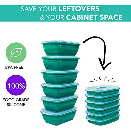 Collapse-it Best Kitchen Ware - Silicone Food Storage Containers - BPA Free Airtight Bowls - Collapsible Lunch Box - Oven, Microwave, Freezer Safe + eBook - 4 Pc Set (6-Cup, 4-Cup, 3.5-Cup, & 2-Cup)