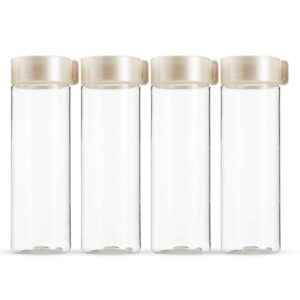 Komax Reusable Juice Bottles, Set of 4 Leak-Proof Juice Containers with Lids for Fridge, BPA-Free Plastic Smoothie Bottle Set, Dishwasher-Safe Wide Mouth Juicing Bottles (18.5 oz)