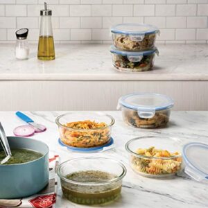 Superior Glass Meal-Prep Pasta Containers - 3-pack (32oz) Newly Innovated Hinged BPA-Free Locking Lids - 100% Leakproof Glass Food-Storage Containers, Great On-the-Go, Freezer-to-Oven Safe Containers