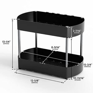 JZVXX Under sink organizers and storage, Bathroom kitchen cabinet organizer, Anti Rust- Hydrophobic design- Extra large volume- Black(zwj-hs-1)