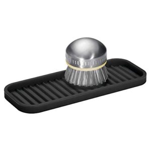 iDesign Lineo BPA-Free Flexible Silicone Sponge and Soap Tray, 9" x 3.5" x 0.5", Black