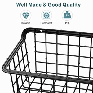 Wall Basket, Packism 4 Pack Hanging Wire Baskets for Organizing Small Versatile Bathroom Organizer Hanging Wall Basket for Bathroom Kitchen Bedroom Garage Add Extra Storage, Easy to Install, Black